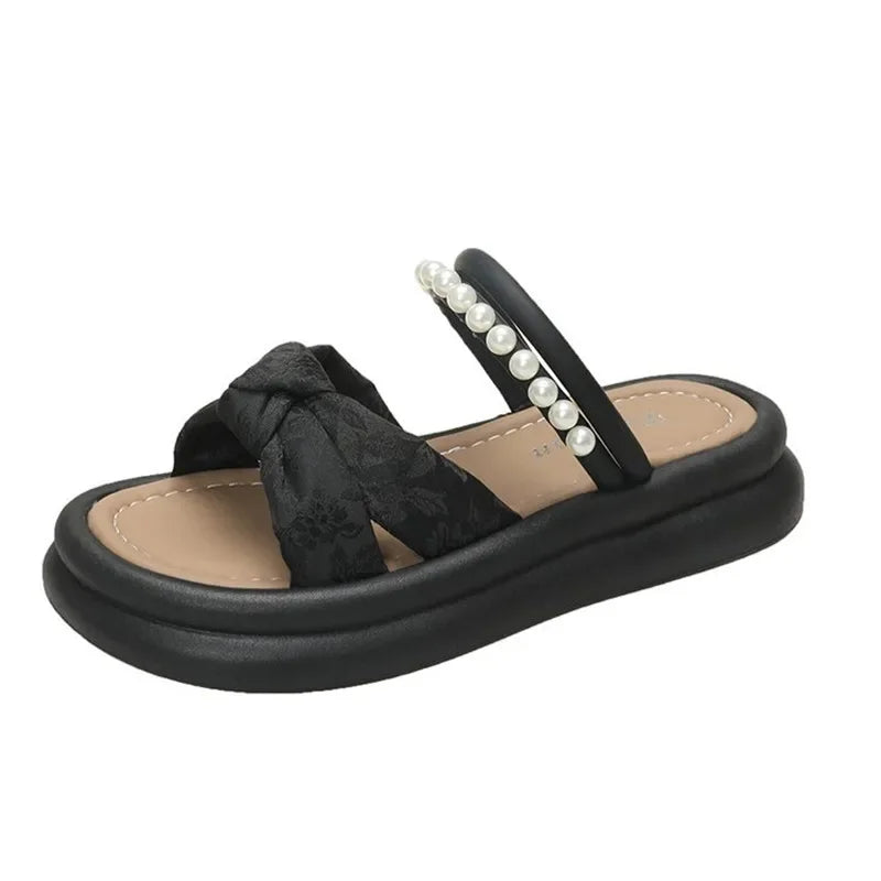 Designer Shoes Woman 2025 Slippers Casual Pantofle Low Platform Female Beach Luxury Summer New Sabot Slides Fabric Scandals Rome