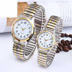 Man Women Couple Wrist Watches Stainless Steel Band Alloy Lovers Business Quartz Movement Wristwatch Elastic Strap Band Watch