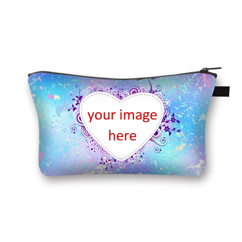 Custom Photo Logo Cosmetic Case Personalized Text Name Image Makeup Pouch Women Beauty Bags Napkin Lipstick Storage Bag Gift