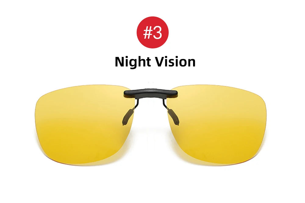 Square Clip On Sunglasses Women Polarized Black Lens UV400 Night Vision Driving Men Goggles Clips Anti Glare Vintage Glasses