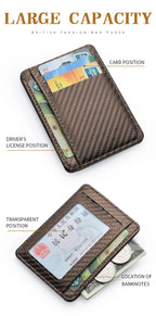 Men's Slim Minimalist Front Pocket Wallets Credit Card Holder Portable Leather Wallets