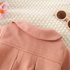 Winter New Girl'S Coat Long Warm Solid Color Fold Lapel Simple Fashion Girl Shawl Long Sleeve Loose Woolen Long Coat