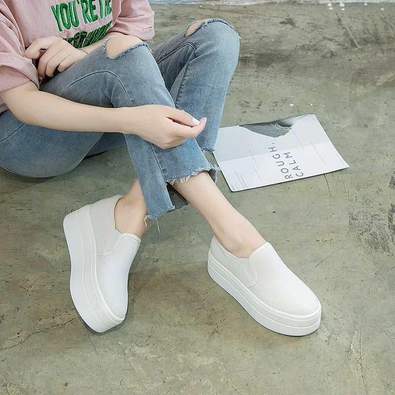 Women Flat Platform Canvas Shoes Flats Woman Casual Sneakers Girls Student Thick Soled Loafers Ladies Slip on tenis de mujer