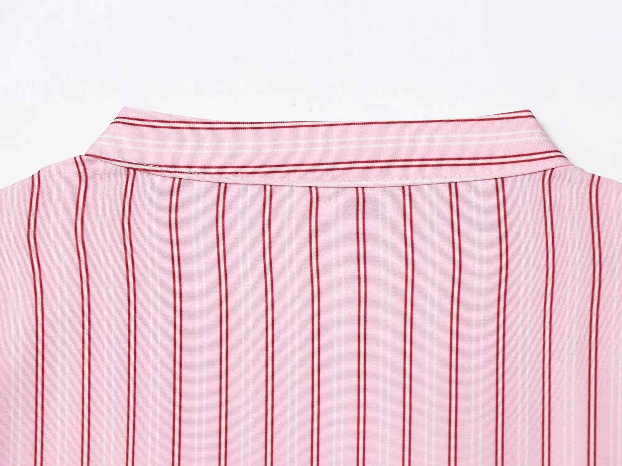 Women Striped Printed Lace-Up Shirt With Bow New Puff Long Sleeves V-Neck Hollow Out Blouses Sweet Ladies Fashion Tops