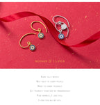 Modian New Blue Crystal Round Eyes Dangle Earrings for Women 925 Sterling Silver Gold Color Fashion Party Jewelry Gifts