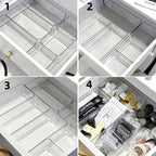 7 pieces transparent plastic cosmetics storage box set - stackable drawer dividers