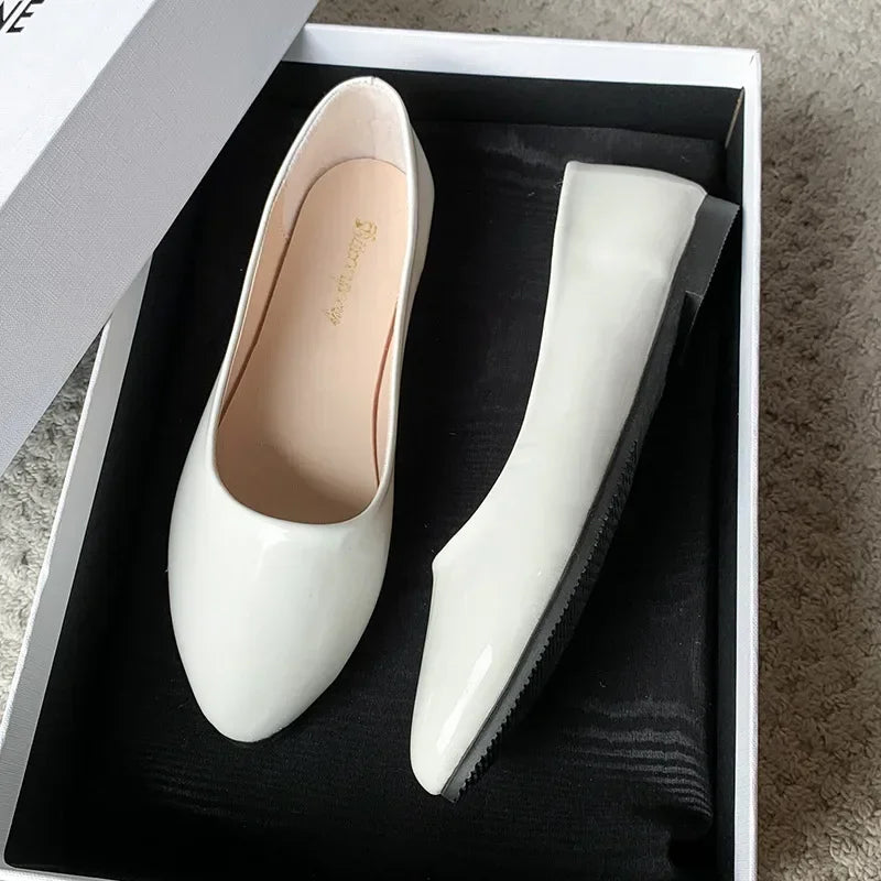 Women Candy Color Ballet Flats White Wedding Shoes Woman Flats Patent Leather Slip on Shoes Zapatos Mujer Ladies Boat Shoes NEW