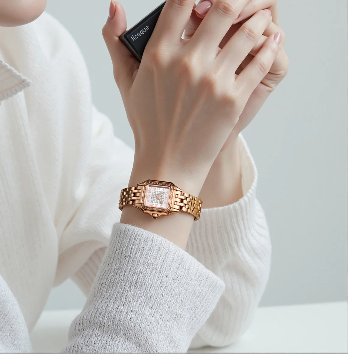 Watches for women, Classic Square Watches for Women with Roman Numerals Ladies Casual Dress Watch, Women's Premium Crystal Watch