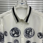 Men's shirt Vintage Character print 2025 Spring / Autumn Loose Version Classic Long-sleeved Lapel Fashion and leisure Top S-5XL