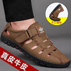 Men Sandals Leather 2024 Summer Breathable Casual Shoes for Man Slip on Clogs Outdoor Walking Shoes Non Slip Hand Made Sandalias