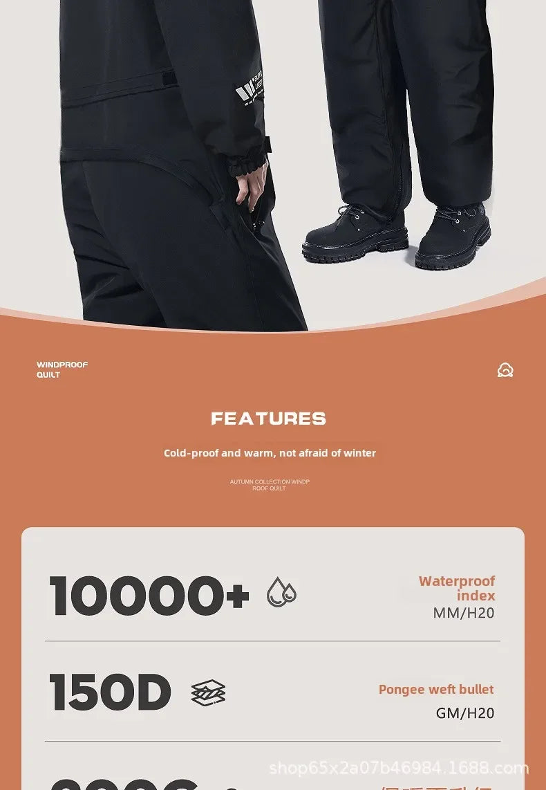 Winter Motorcycle Riding Coldproof Clothing Winter Fashion Waist Designwarm Cotton Jumpsuit,thickened Waterproof Snowmobile Suit