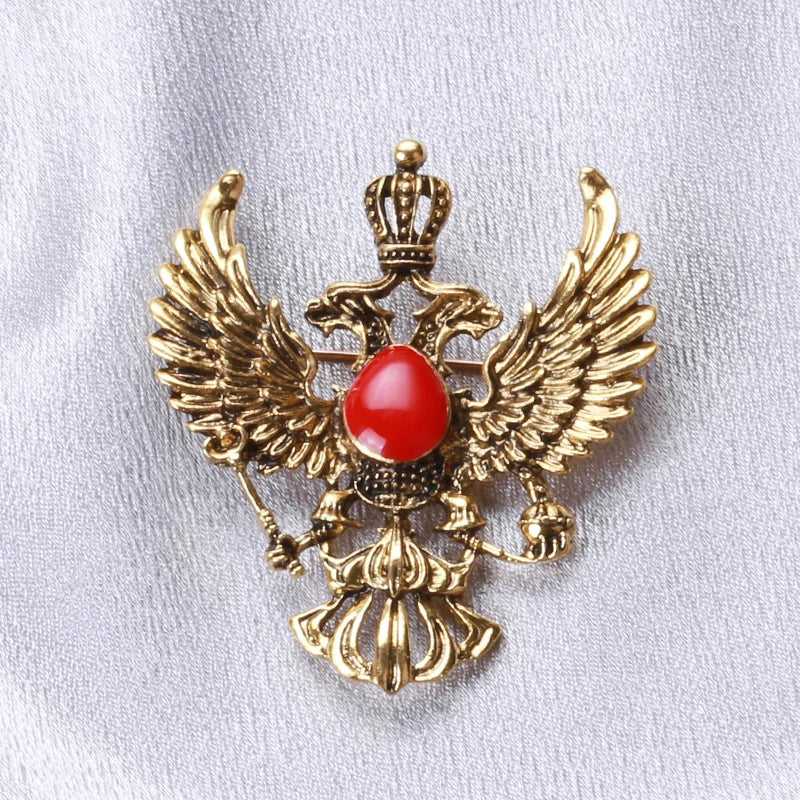 Beaut&Berry Retro Men's Double Headed Eagle Brooch Alloy Animal Pin Fashion Accessory Men's Jewelry Accessories Gift
