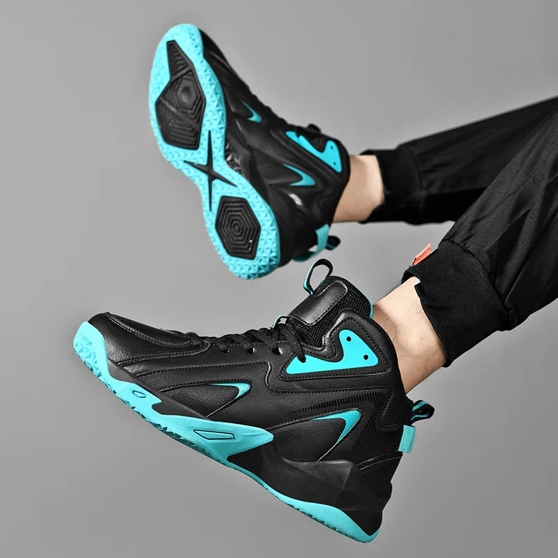 Mens Comfortable Basketball Shoes Outdoor Casual High Top Footwear Fashion Trend Leather Sneaker Oversized 39- 50 Wear Resistant
