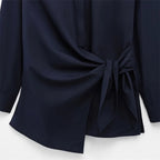 Women's Knot Lace up Double breasted Shirt Spring/Summer New Collection: Irregular Collar Slim Fit Top