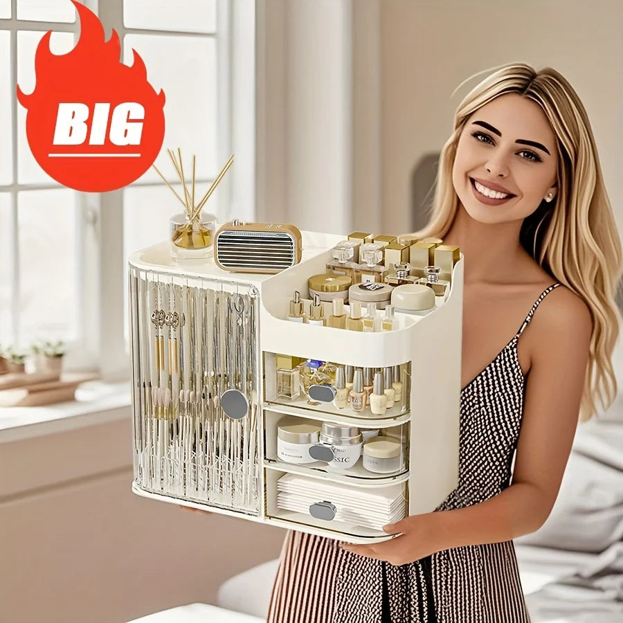 Makeup Storage Box And Light Beige Care Product Storage Box, A High-capacity Cosmetic Storage Solution. Cosmetic Storage