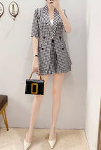 Women's 2 Pant Set Black Baggy Two Pieces Sets Pants for Woman Plaid Outfits Blazer and Trousers Suits Korea Stylish Groups of D