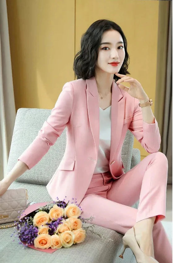 Pant 2 Piece Outfit 2025 Summer Womens Matching Sets Pants Elegant High Quality Blazer Suit Set Of Two Fashion Pieces For Women