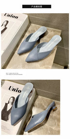 Women's Elegant Mules Woman Casual Slippers 2021 Ladies Low Heels Fashion Female Pointed Toe Shoes Women Candy Colors Footwear