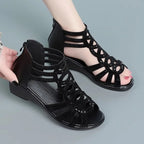 2023 Women Sandals Wedges New Summer Comfortable Hollow Roman Sandals Elegant Low Heel Shoes for Women Fashion Zapatos De Mujer