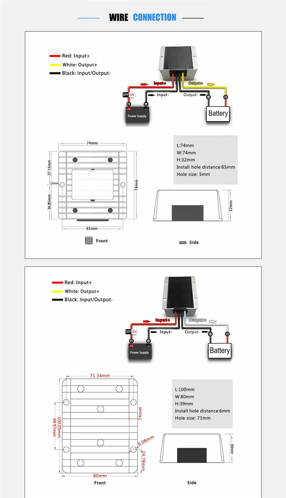 Battery Charger 9V-36V to 14.5V 12.6V 13.8V 4A-15A Constant Current  DC DC 12V Lithium Battery Chargers for Dual-battery System
