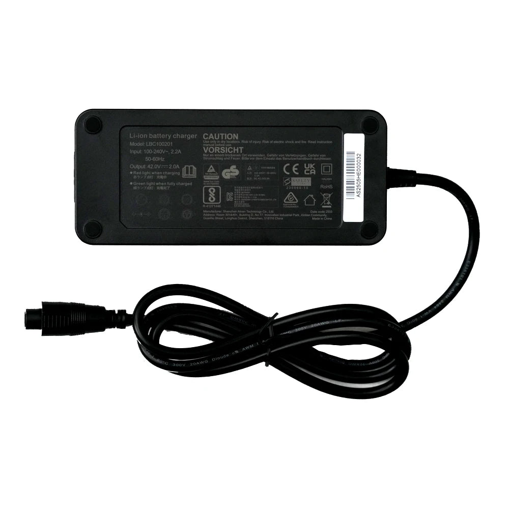 Charger 42 V 2A 85W 5-pin round for 36V batteries from Fischer,  Phylion,  Devron,  Lifebike, Batavus, Sparta and more!