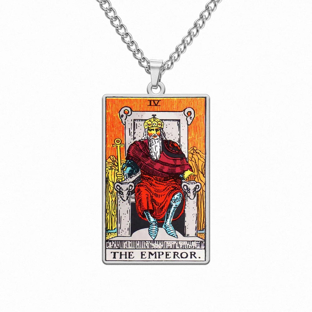 Dawapara 22 Styles Tarot Card Good Luck Amulet Necklace Sun Moon UV Colorful Pendant Stainless Steel Spiritual Jewelry
