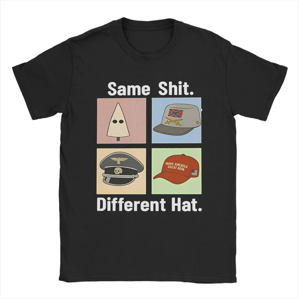 Men's Same Shited Different Hat T Shirt  Pure Cotton Clothing Fashion Short Sleeve Round Collar Tee Shirt Summer T-Shirt