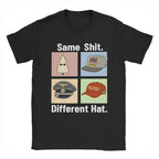 Men's Same Shited Different Hat T Shirt  Pure Cotton Clothing Fashion Short Sleeve Round Collar Tee Shirt Summer T-Shirt