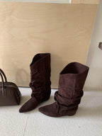 Flats Women's Boots Pointed Toe Designer Mid Calf Shoes Winter 2025 Fad Chelsea Boots New Trend Gladiator Walking Mujer Botas