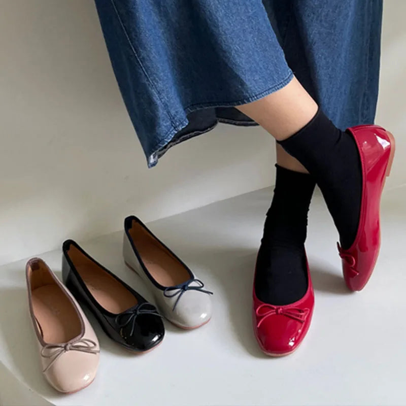 Shallow Female Soft Round Toe Ladies Flats With Shoes Slides Footwear Fashion Butterfly-Knot Women Ballet Flats Dance Shoes