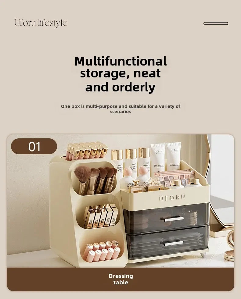 Cosmetics Storage Box Household Dressing Table Advanced Sense Large Capacity Lipstick Skin Care Compartment Shelf