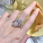 SpringLady  925 Sterling Silver Sparkling Full High Carbon Diamond Flowers Rings For Women Wedding party Fine Jewelry