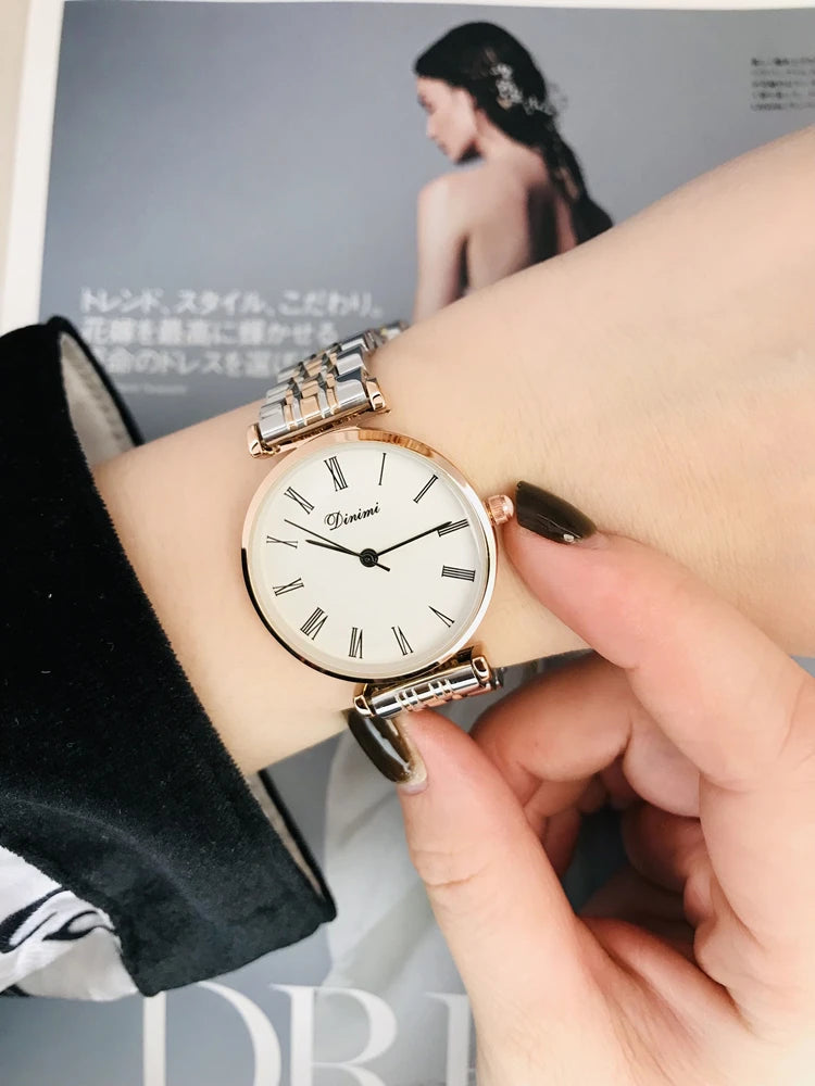 Women's watch simple thin light luxury temperament steel belt famous brand mysterious gift series