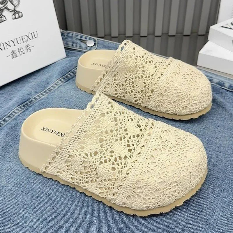 Flats Women Slippers Casual Platform Shoes Fashion Cozy Walking Shoes Woman Sandals 2025 Trend Brand Slingback Female Zapatillas