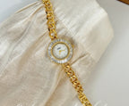 Women's Watches 2025 Luxury Elegant Ladies Wrist Watch Gold Rhinestone Quartz Wristwatch Vintage Female Small Clock reloj mujer