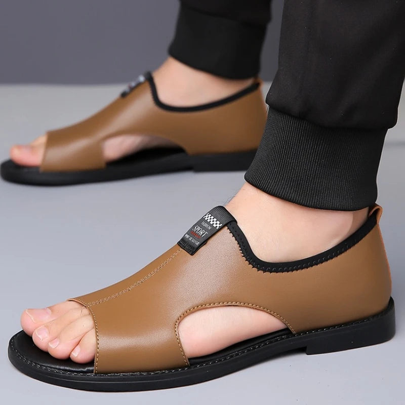 Sandals for Men Brand Casual Shoes Outdoor Fashion Men's Slippers Comfortable Beach Shoes High Quality Leather Men Flat Sandals