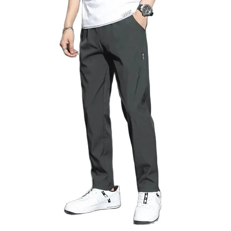 Men's Pants 2025 Summer New Black Gray Thin Business Casual Pants Outdoor Elastic Breathable Straight Leg Sweatpants