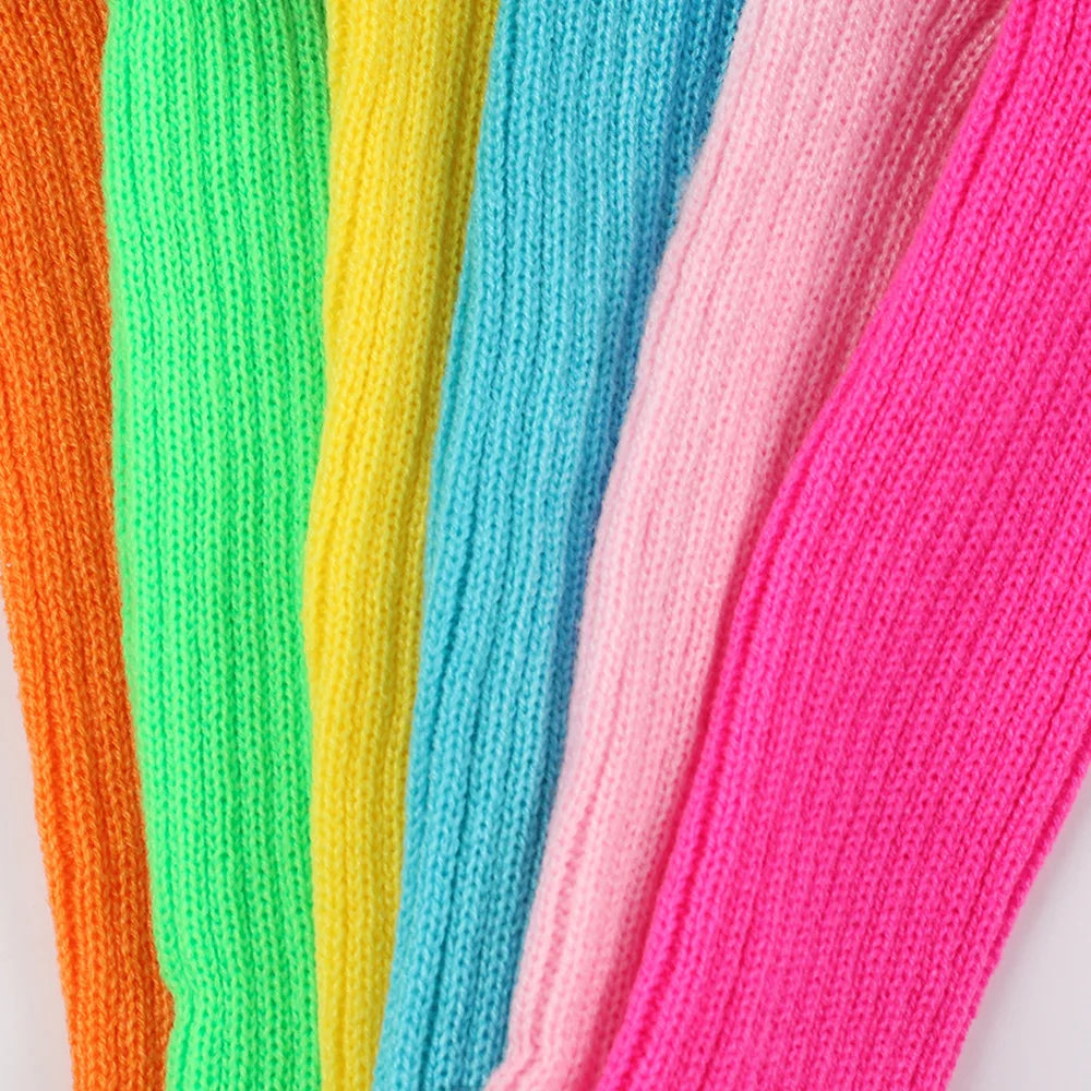 Winter Christmas Ladies Warm Ribbed Knit Leg Warmers Womens LegWarmers Polar Fleece Neon Colored Boot Cuffs for Festive Occasion