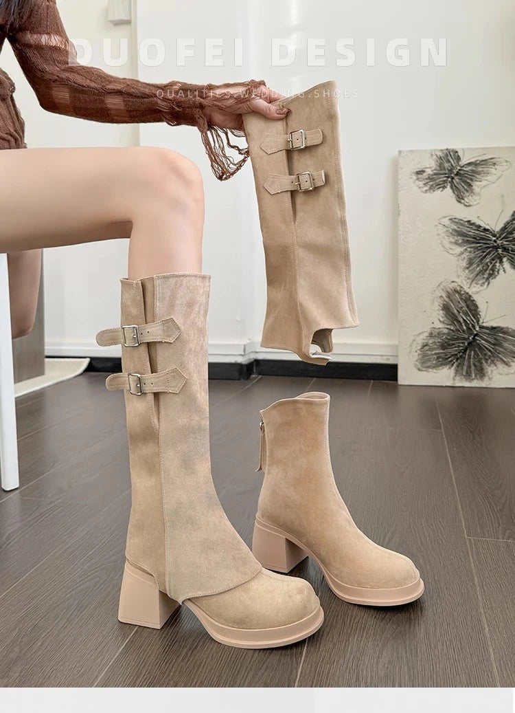 High Heels Women High Boots Chunky Designer Shoes Fashion Woman Pumps 2025 Autumn Dress Walking Casual Goth Chelsea Botas Mujer