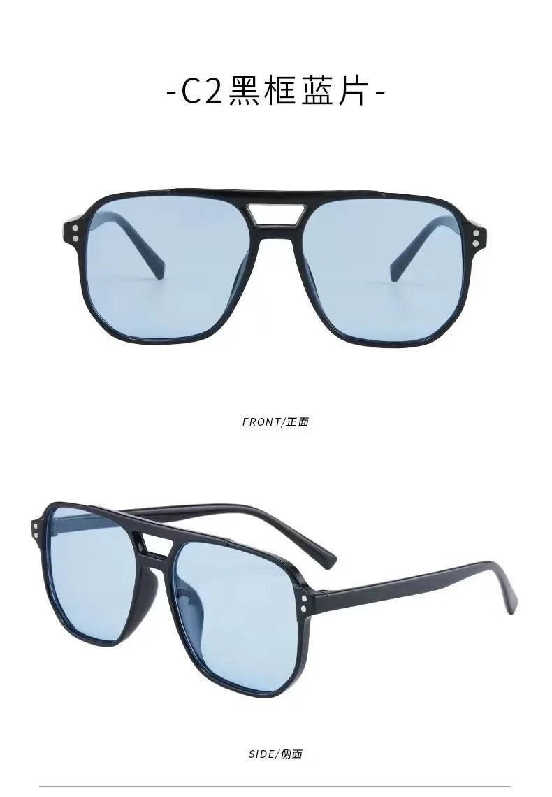 Vintage Men Women Big Sunglasses Men Square Shades Unisex Sun Glasses Black Lense Male Female Sunglasses UV400 Glasses