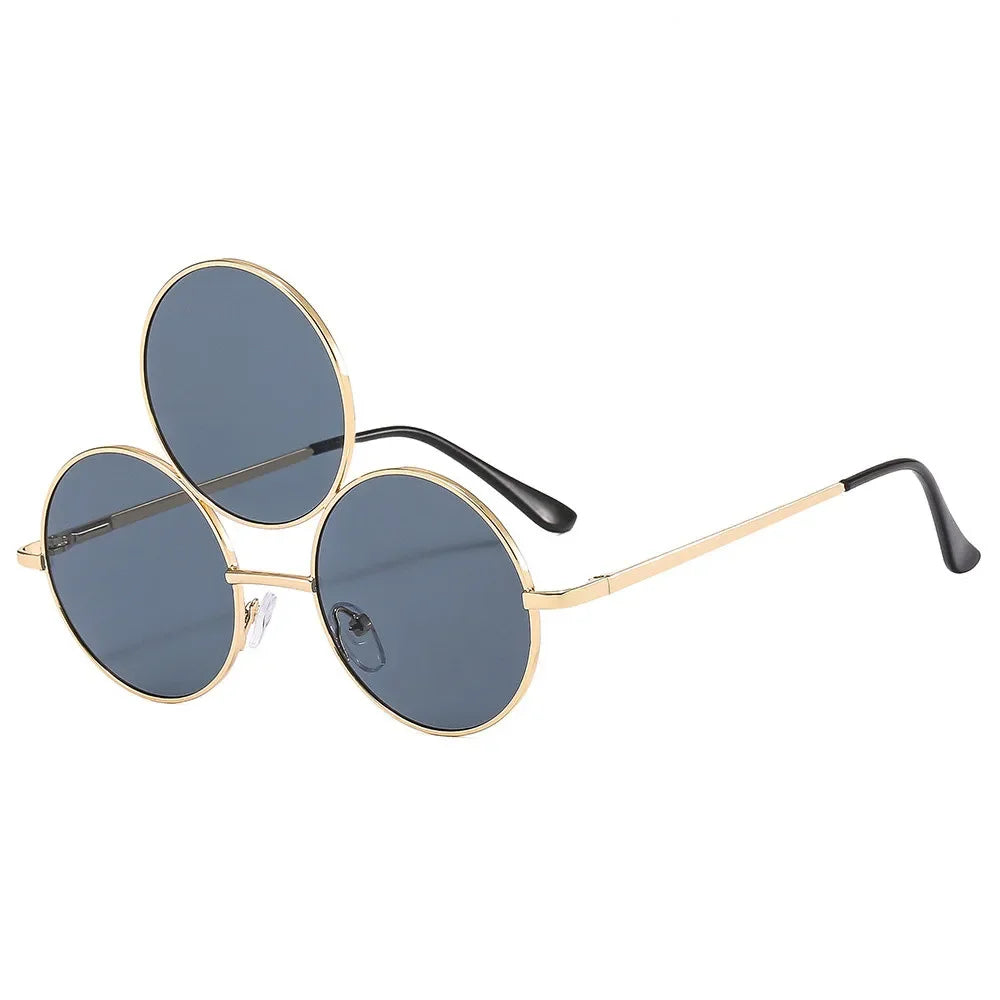 Sunglasses Third Lenses 3 Eyes Round Women Metal Fashion Vintage Sun Glasses For Men Fashion Eyewear Shades UV400