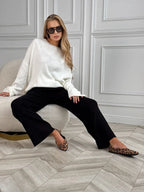 Black Knitted Pants Fashion Comfort Thick Warm Cashmere Women's Pants 2025 Autumn and Winter New Wide Leg Pants for Women