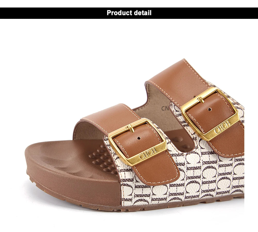 Women's Sandals Fashion Simple Beach Shoes Summer Ladies Outdoor Slippers Low Heel Massage Insole Comfortable