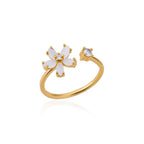 Opal Flower Rings For Women Cubic Zirconia Openning Stainless Steel Flower Ring Wedding Floral Aesthetic Jewelry anillos mujer