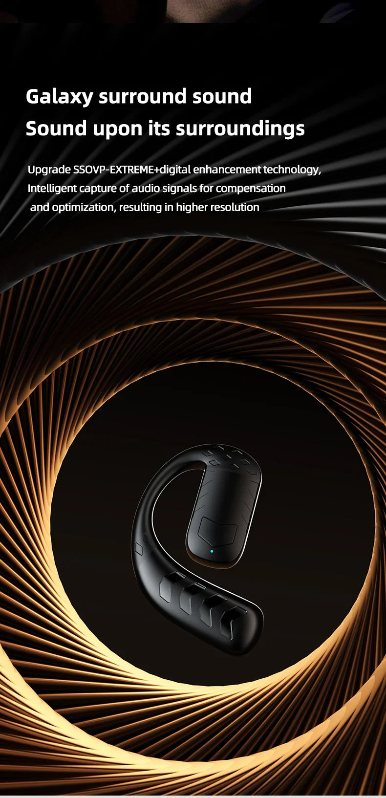 Handsfree Headset Bluetooth Noise Canceling Sports Waterproof Compatible HiFi Stereo Ear Hook Wireless Single Earphone Driving