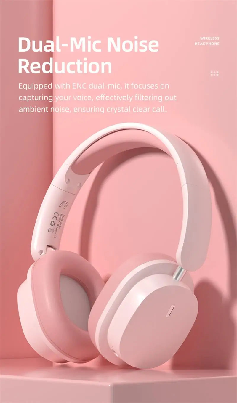 Head Mounted Wireless Earphones Foldable Bluetooth Earphones Built Microphone Earphones Audio Noise Cancelling Earphones