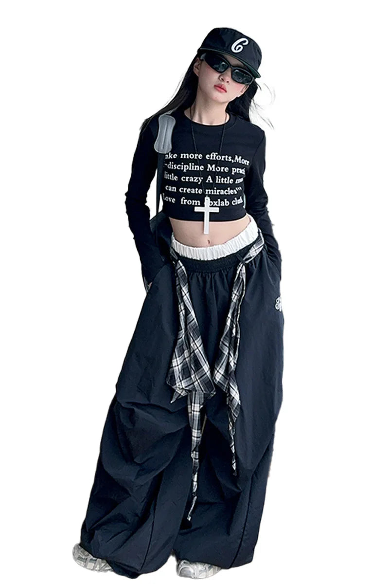 Pants Two Pieces Set Grid Trousers Tops Suits Casual Daily Childrens Clothes 2025 New Fashionable Children Autumn Clothing Girls