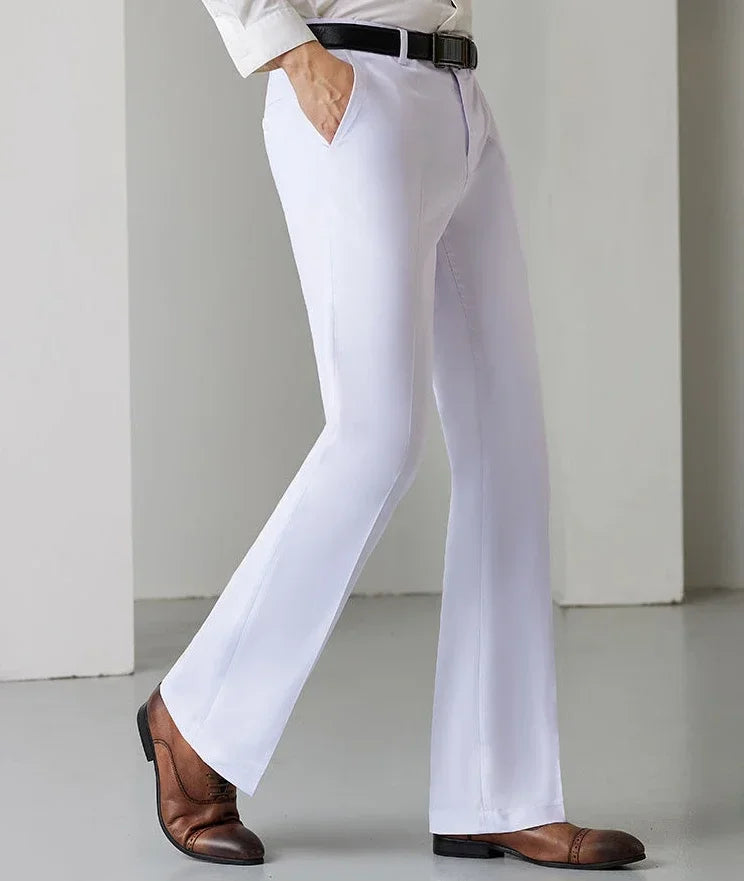 Man Suits Pants Draped Flared Fluid Tight Wide Leg Black Business Social Tailoring Bell Mouth Trousers for Men Up Formal Classic