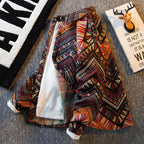 Men's high-density woven shirt men's high-end retro ethnic style long sleeved shirt trendy clothing jacket men clothing shirt