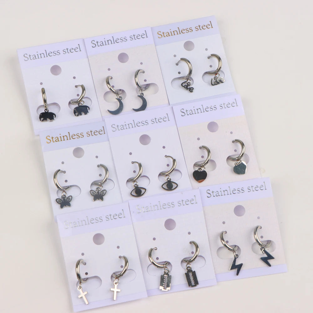 10Pairs/Lot Fashionable Women's Stainless Steel Earrings, Daily Jewelry Accessories Gifted To Friends, Randomly Shipped